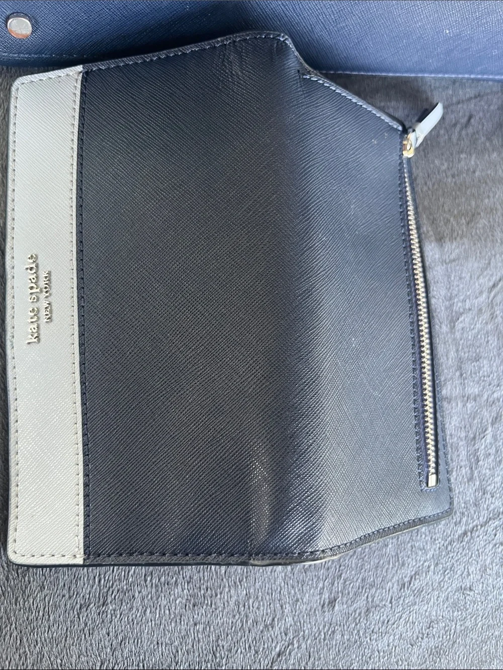 kate spade Two-Tone Navy and Light Blue Satchel purse bag Matching Wallet